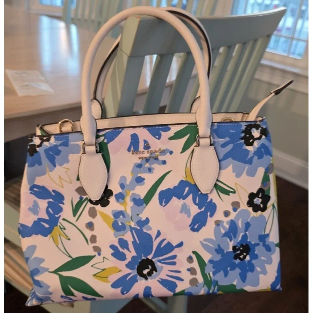 KATE SPADE RAE FLORAL MEDIUM SATCHEL KL061 MULTI CREAM NWT